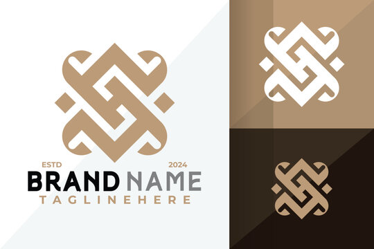 Letter H Ornamental Logo Icon Vector Design Illustration