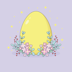 Cute Easter Egg in Flowers Vector Illustration.