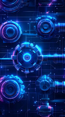 Obraz premium Glowing gears circuit board tech wallpaper