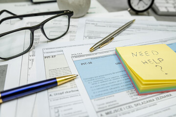 Income tax settlement Polish tax forms PIT-38 PIT 37 declaration of income