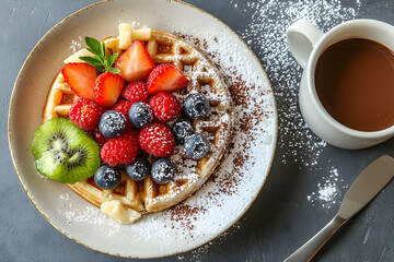 Fruity Waffle Breakfast Coffee Tabletop