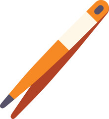 Orange tweezers for eyebrow correction with a comfortable handle lying diagonally on a white background