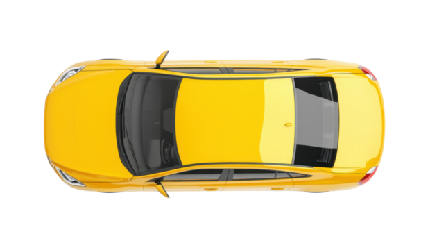Yellow abstract car top view on transparent background  - Powered by Adobe
