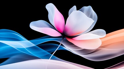 Abstract Floral Design With Flowing Waves and Soft Colors