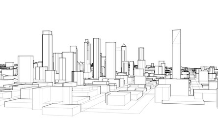 modern city panorama 3d illustration	
