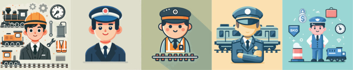 Train driver vector collection