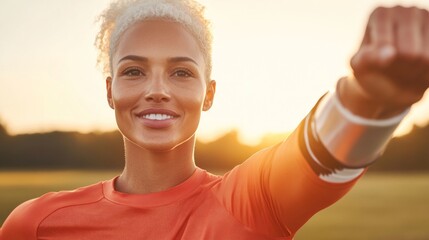 Golden Hour Fitness Journey Diverse Runners Embrace Cross-Generational Wellness and Adaptive Training - Inspiring Active Lifestyle Branding and Marketing