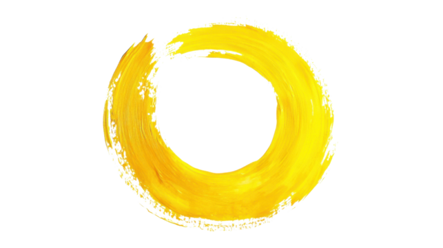 Yellow paint geometric circle shape brush on transparent background