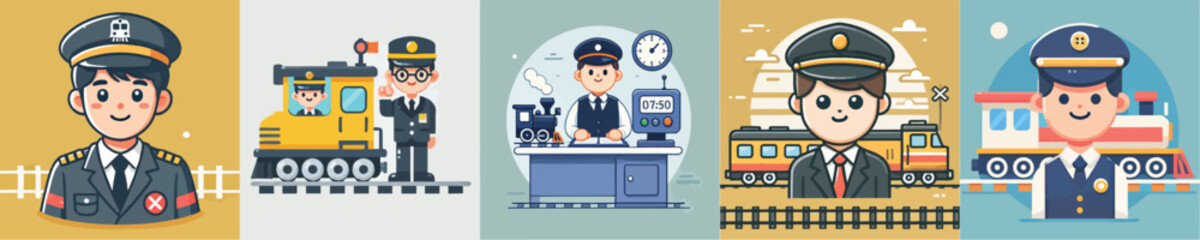 Train driver vector collection