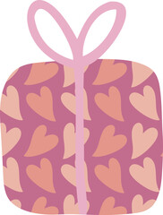 Valentine's Day Gift Box Illustration with Heart Pattern