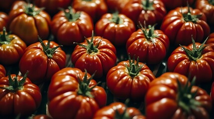 Close-up of Juicy Red Tomatoes, Fresh Farm Produce, Healthy Food, Vibrant Colors