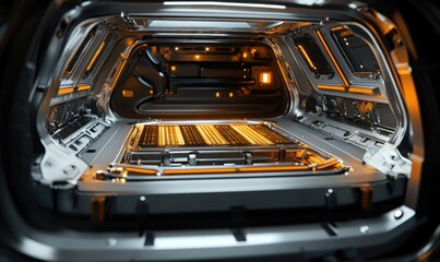 Fototapeta premium Futuristic Vehicle Interior: Sleek Design and Illuminated Core