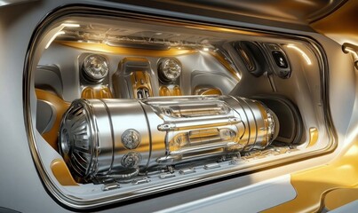 Obraz premium Futuristic Vehicle's Sleek Interior and Advanced Energy Cell