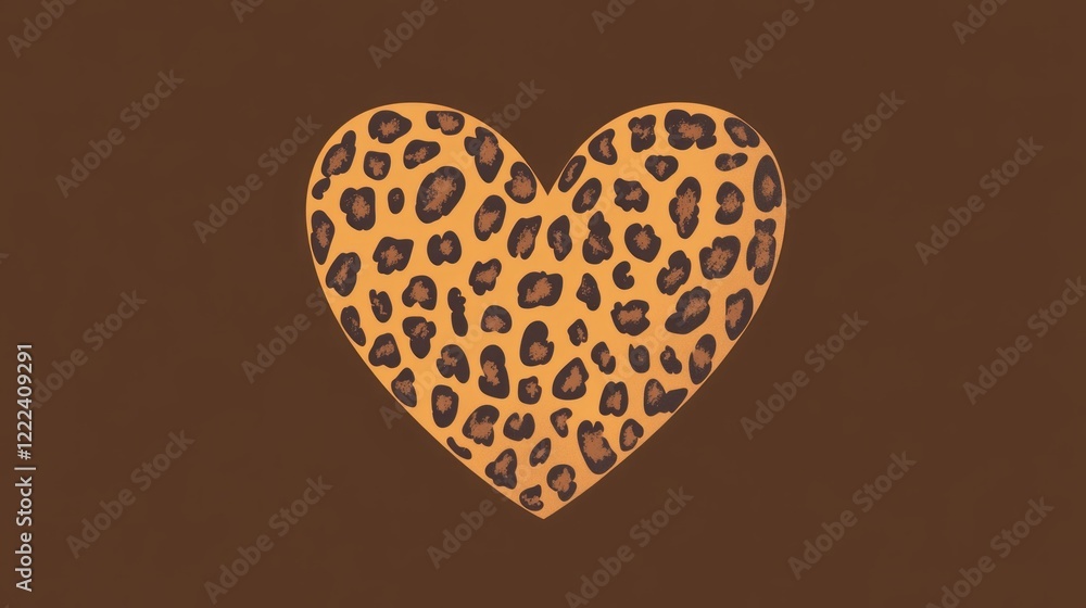 Poster this charming leopard-print heart stands out boldly against a warm brown backdrop, creating an invit