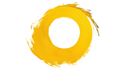 Yellow paint geometric circle shape brush on transparent background