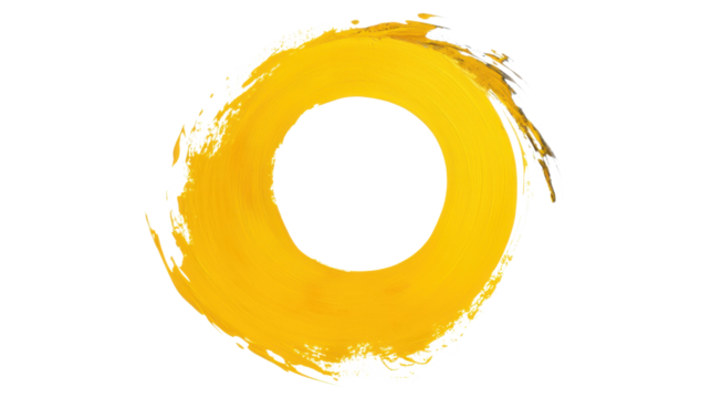 Yellow paint geometric circle shape brush on transparent background