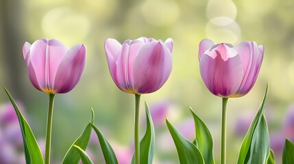 Fototapeta premium pink tulips in spring garden