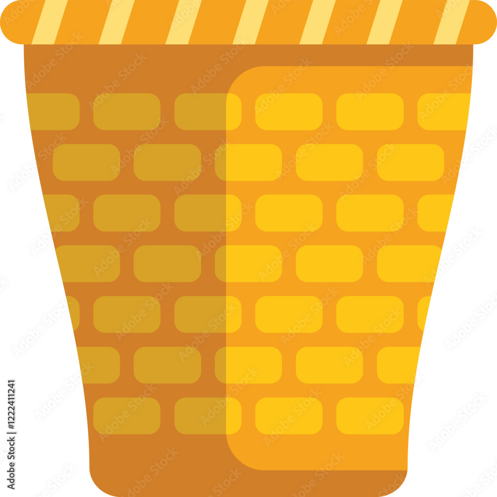 Poster empty wicker basket with a simple pattern, perfect for carrying groceries or other items while shopp