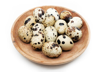 Quail eggs isolated on white background