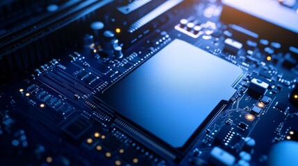 Fototapeta premium A cutting-edge high-speed SSD drive with a sleek design in a clean, modern tech workspace, showcasing advanced data storage and performance features