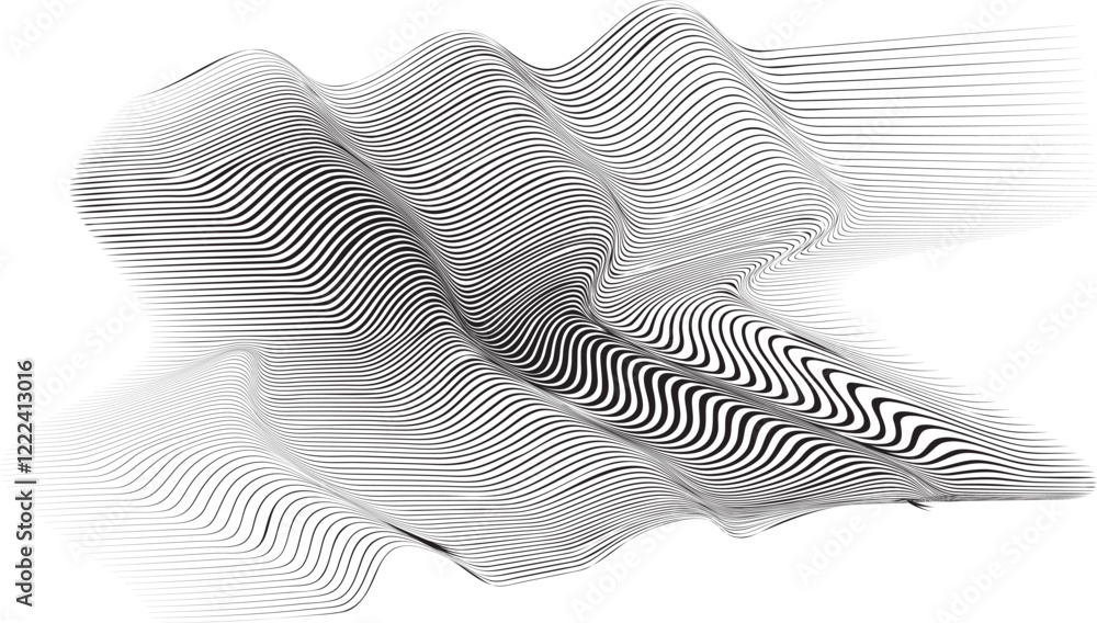 Poster abstract flow lines background . optical illusion art .fluid wavy shape .striped linear pattern . op