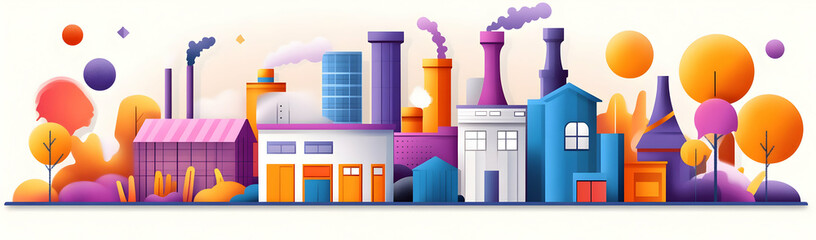 Fototapeta premium Industrial park autumn scene, website banner