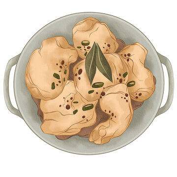 hand drawn illustration adobo filipino food, southeast asian food illustration, food illustration