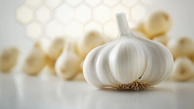 scientist research garlic chemical substance structure in lab origin