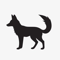 Minimalistic black  fox silhouette icon vector
