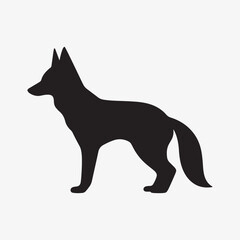 Minimalistic black  fox silhouette icon vector
