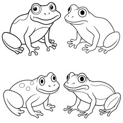 frog cartoon isolated outline silhouette vector 
