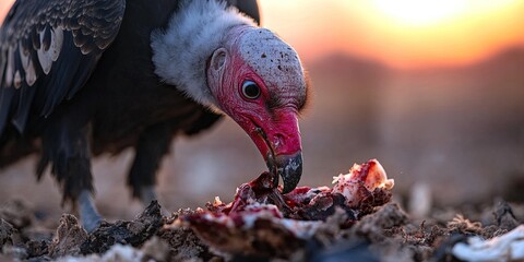 vulture eating carcass 