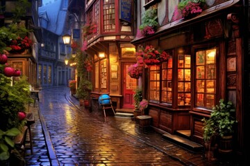 Naklejka premium France cobblestone outdoors street.