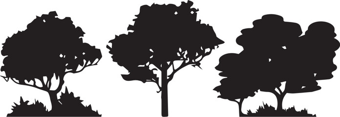 Set Trees. Hand drawn vector illustration	