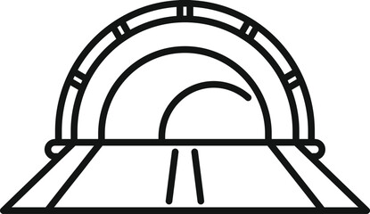 Road is leading into underground car tunnel, simple black and white icon