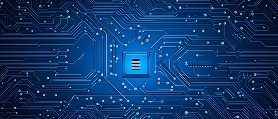 Abstract Blue Circuit Board Technology Background