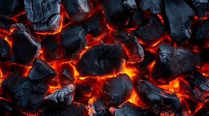 Fire burning coals in fireplace