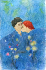 man and woman. watercolor painting. illustration © Anna Ismagilova