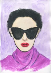 Gordijnen abstract woman portrait. watercolor painting. illustration © Anna Ismagilova