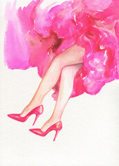 perfect woman legs. watercolor painting. illustration