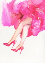 Gordijnen perfect woman legs. watercolor painting. illustration © Anna Ismagilova