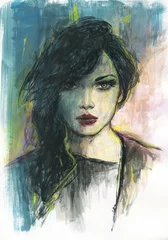abstract woman portrait. watercolor painting. illustration © Anna Ismagilova