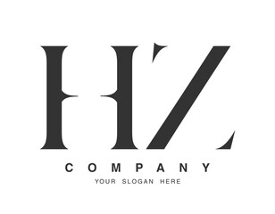 HZ logo design. Initial letter h and z serif font style. Creative classic company name typography. Trendy logotype or identity.