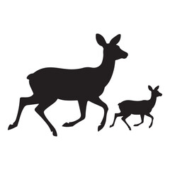 Fototapeta premium Deer Running And Jumping Illustration - VECTOR. 