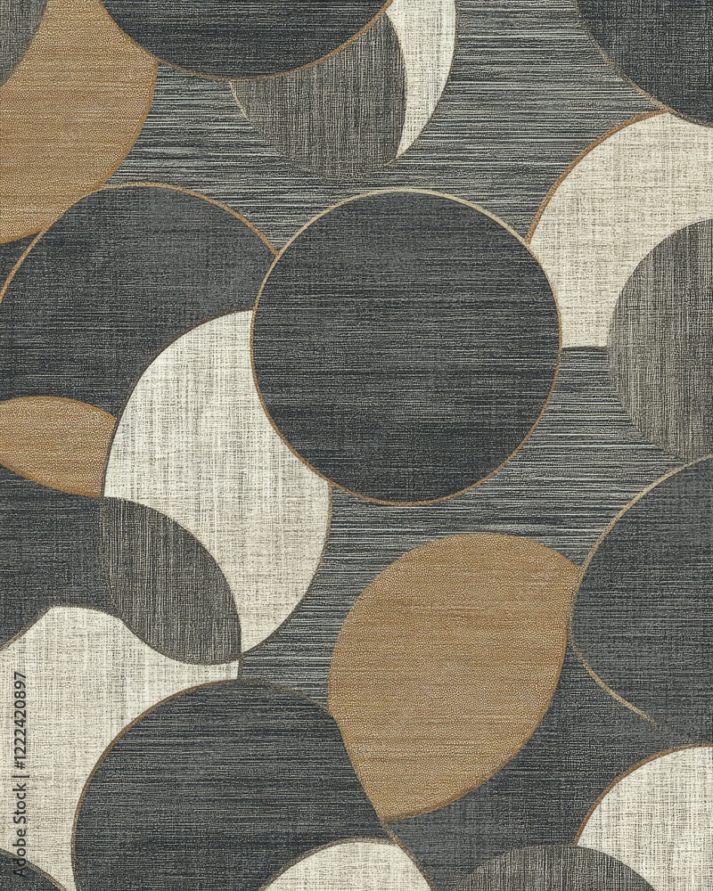 Aufkleber abstract geometric pattern design with interlocking circles in neutral tones: elegant textured backg