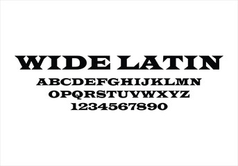 Wide Latin font for logo and headline. Isolated vector typeset