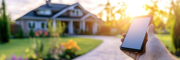 smartphone real estate app with new homes on phone screen 