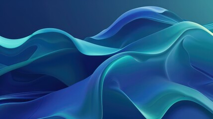 Fototapeta premium A blue-to-green gradient with soft, flowing, semi-transparent waves curving elegantly, adding depth and maintaining a modern, abstract feel.