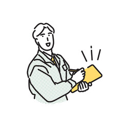 シンプル　イラスト　点検作業をする男性