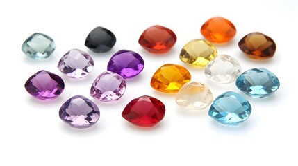 Fototapeta premium Vibrant Collection of Colorful Gemstones, Sparkling Precious Stones, Cut Gems
